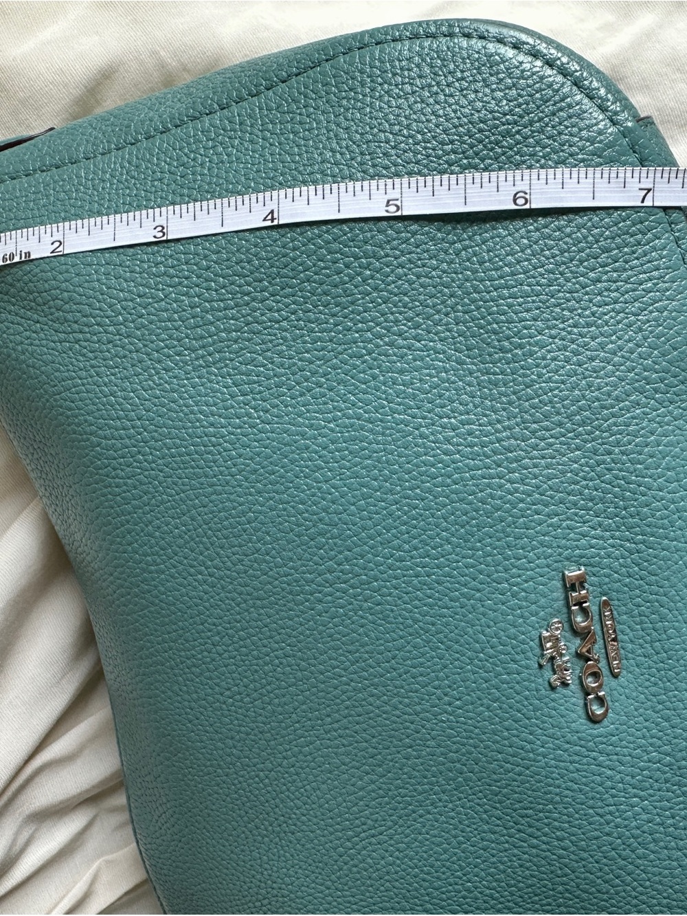 Coach Teal Pebbled Leather Shoulder Bag with Silver Hardware - Picture 12 of 16